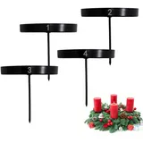 Kerzenstecker Adventskranz Kerzenhalter Stabkerze Schwarz,Kerzenhalter Adventskranz 8 cm Für Stumpenkerzen 4er Set,Stumpenkerzen Halter Mit Dorn,Kerzenständer Stumpen Kerzen Mit Zahlen 1 2 3 4 Logo