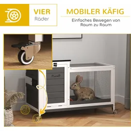 PawHut Kleintierstall mit Freilaufgehege 92 x 52 x 67 cm grau