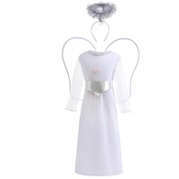 Lito Angels Engel Kostüm weißes Kleid Verkleidung mit Flügel und Heiligenschein für Kinder Mädchen, Größe 8-10 Jahre 134 140 (Tag-Nummer 0L)