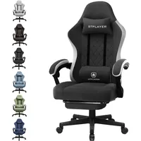 GTPLAYER Gaming Stuhl Stoff hellschwarz