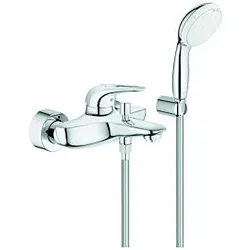 Grohe Eurostyle Wannenarmatur 3359230A mit Brausegarnitur, Griff offen, chrom