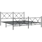 vidaXL Metallbett ohne Matratze mit Fußteil Schwarz 180x200 cm