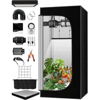 Kityhome Gewächshaus Komplettes Growzelt-Set, Growbox 70 * 70 * 160cm, Growzelt-System schwarz