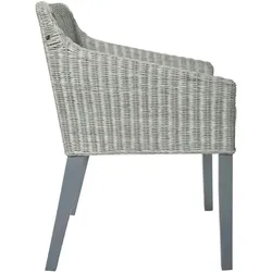 vidaXL Esszimmerstuhl mit Kissen Grau Natur Rattan