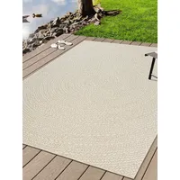 The CarPET Kansas Outdoor Teppich – Wetterfester Indoor & Outdoor Teppich im Jute-Look für Balkon, Terrasse, Garten, Wohnzimmer & Esszimmer, pflegeleicht und UV-beständig, Creme, ca. 80 x 250 cm