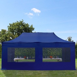 TOOLPORT Faltpavillon 3 x 6 m inkl. Seitenteile blau 582601