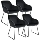 Tectake tectake® Esszimmerstuhl, Jeane, Samtoptik, durchgehende Lehne, 57 x 61 x 85,5 cm, Belastbarkeit 120 kg