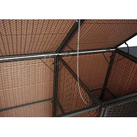 Mendler 3er-Mülltonnenverkleidung HWC-E25, Mülltonnenbox Mülltonnenabdeckung, Poly-Rattan 3x120l ~ braun
