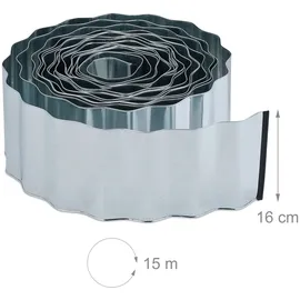 Relaxdays Rasenkante 15m, aus Metall, Silber