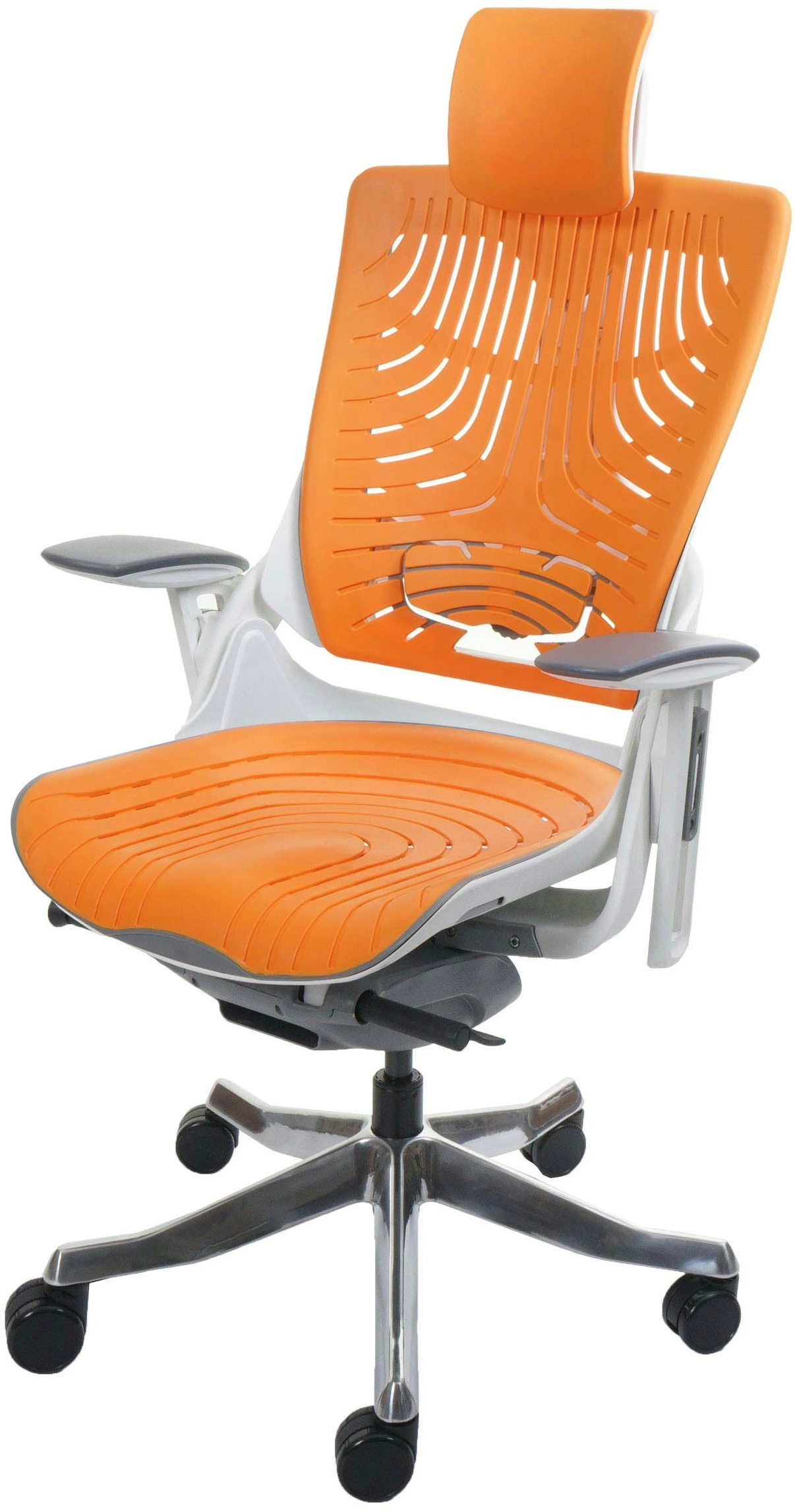 Mendler Bürostuhl MERRYFAIR Wau 2b, Schreibtischstuhl Drehstuhl, Hartschale, ergonomisch ~ orange