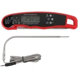 Digitales Fleischthermometer Mit 4 Sonden, Sofortanzeige, Wasserdicht Für Küche, Grill Und Bbq, Rot
