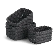 Zeller Aufbewahrungskorb-Set 3-tlg. Papiergeflecht 24 x 18 x 13 cm schwarz