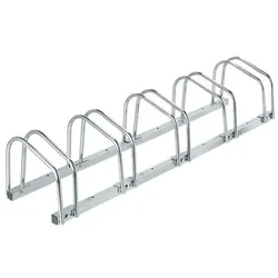 relaxdays Fahrradständer Boden für 5 Fahrräder silber