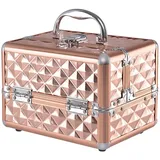 Goplus - Kosmetikkoffer, Beauty Case, Schminkkoffer, Make Up Box, Friseurkoffer, Kosmetikkoffer Reise, Multikoffer, Etagenkoffer, Werkzeugkoffer Für Make-up (golden)
