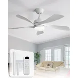 Sofucor Deckenventilator mit Beleuchtung,114cm Leise Deckenventilator mit Licht und Fernbedienung, DC, 3 Farbtemperatur, Timer, 6 Geschwindigkeiten, Sommer Winterbetrieb für Schlafzimmer Wohnzimmer