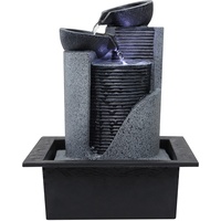Dehner Zimmerbrunnen Kinay mit LED, kaltweiß, 21 x 27.5 x 18.3 cm, Polyresin, grau/dunkelgrau