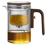 600 ml Wassertrennung Glas Teekanne mit Holzgriff, Glas Teekanne mit Sieb, Hexerei-Teekanne, Enchantipot-Teekanne, Glas-Teekanne mit Teesieb für Zuhause, Teestube, Restaurant