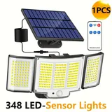 Solarbetriebener Außenstrahler Mit Bewegungsmelder, [3 Modi/348 Leds] Ip65 Wasserdichter Led-strahler Mit 5 M Kabel Für Garten Und Garage [energieklasse - Crezuo]-crezuo
