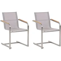 Beliani Gartenstuhl Polyester Beige 2er Set