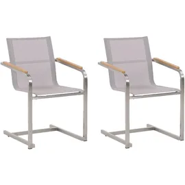 Beliani Gartenstuhl Polyester Beige 2er Set