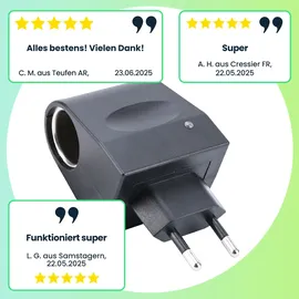 casativo-power Spannungswandler, kompakt u. praktisch, 230V auf 12V, 1000mA / 12 Watt, schwarz, Kleinstgeräte mit bis zu 12 Watt und Zigarettenanzünder-Anschluss überall verwenden