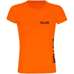 multifanshop Damen T-Shirt - Holland - Brust & Seite - Druck schwarz - Frauen