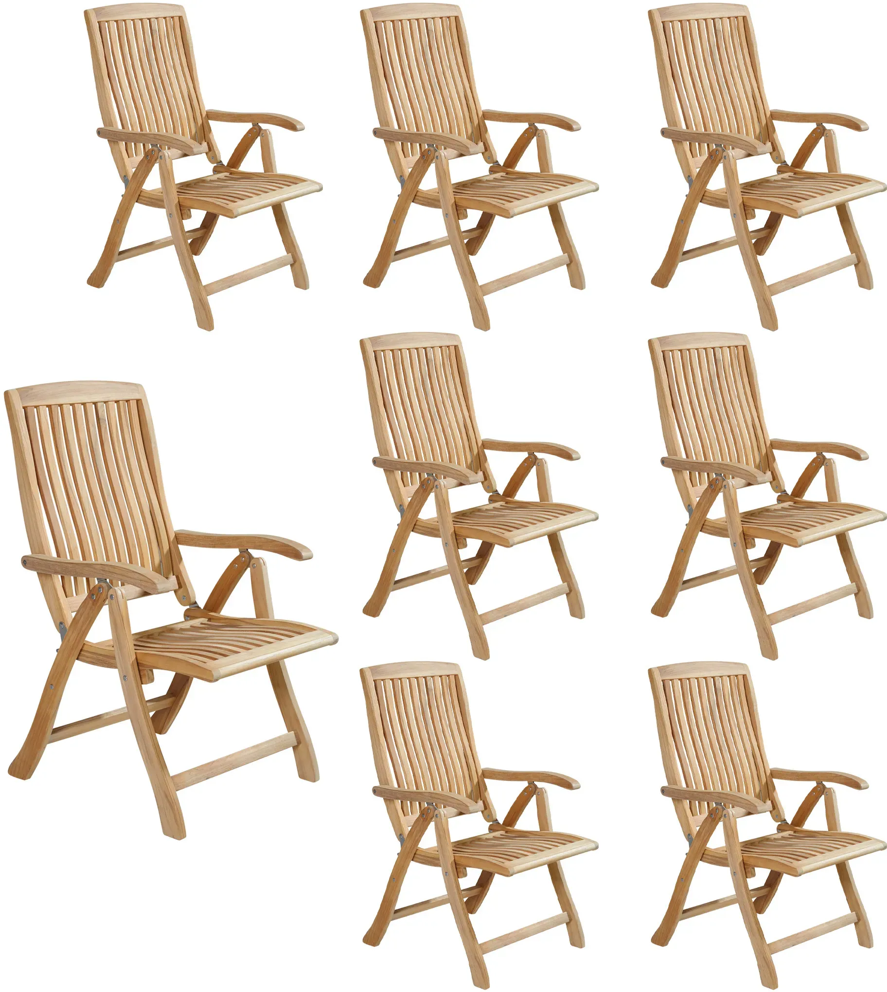 LC Garden »Birmingham« Gartenstuhl 8er Set Teak Klappstuhl Teakholz
