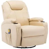 vidaXL Massage-Schaukelsessel Kunstleder 55 x 100 x 55 cm Creme mit Fernbedienung