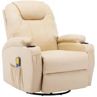 vidaXL Massage-Schaukelsessel Kunstleder 55 x 100 x 55 cm Creme mit Fernbedienung