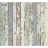 Profhome Holz Tapete 0,53 m x 10 m 5,33 m2 Grau/Weiß/Beige 959141