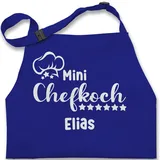 Kinderschürze Schürze Kinder Jungen Mädchen - Kochschürze - Mini Chefkoch mit Name Geschenk Kleinkoch Junior-Koch Mini-Kochtalent Kochnachwuchs - 2-6 Jahre - Royalblau - kinderkochschürze koch - 2-6 Jahre