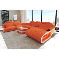 Sofa Dreams Wohnlandschaft Sofa Elegante M XXL Form Stoffsofa Polster Stoff Couch, wahlweise mit Bettfunktion orange|weiß