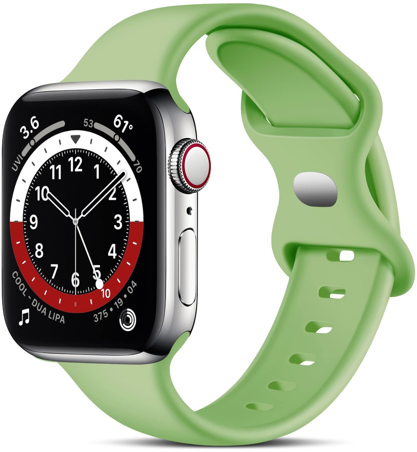 TEFLOTY Kompatibel mit Apple Watch Armband Ersatz Silikon Sport Armbänder, Ersatz Straps für iWatch Series 8 Ultra SE 7 6 5 4 3 2 1, 42mm/44mm/45mm/49mm-L, Damen/Herren, Grün