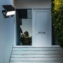 GLOBO Wandlampe mit Bewegungsmelder LED Solarleuchte Haustürlampe Fassadenleuchte Gartenlampe, 1x LED 400lm neutralweiß, BxH 14,4x10,4 cm