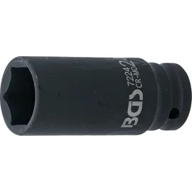 BGS Kraft-Steckschlüssel-Einsatz Sechskant, tief 7224, Antrieb Innenvierkant 12,5 mm (1/2"), SW 24 mm