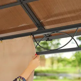 TOOLPORT Gartenpavillon 4x4 m wasserdicht ALU Deluxe Pavillon mit 4 Seitenteilen Hardtop Dach