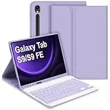 Bettdow für Samsung Galaxy Tab S10 FE 10.9" 2025 Tastatur Hülle, Deutsch QWERTZ Layout Abnehmbarer Tastatur mit Hülle für Galaxy Tab S10 FE/Tab S9 FE 10.9 Zoll/Tab S9 11 Zoll, Lila