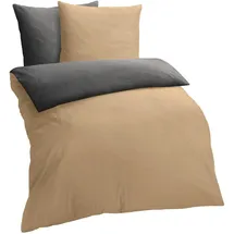Traumschlaf Melangebiber Meliert Beige-Anthrazit 240 x 220 cm + 2 x 80 x 80 cm