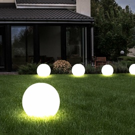 ETC Shop 2er Set LED Außen Leuchten Solar Kugel Strahler Terrassen Garten Beleuchtung Hof Steck Lampen