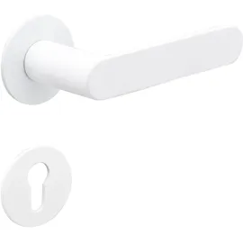 Meintürgriff Drückergarnitur Weiß Georgetown Flachrosette Türgriff Rosettengarnitur Edelstahl, Typ: BB- Buntbart