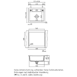 Systemceram Bela 57 rechts Keramik Schiefer Excenterbetätigung 575 x 510 mm