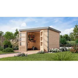 Gartenhaus KARIBU "Jupiter 5 A", naturbelassen, graualuminium, ohne Fußboden, Holz, Stahl, Gartenhäuser, in verschiedenen Farben