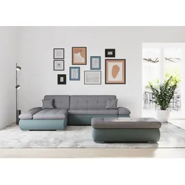 DOMO collection Ecksofa DOMO COLLECTION "Moric, L-Form, XXL-Sofa - Breite 300cm, viel Platz, auch in Cord", bunt (eisblau, grau), B:300cm H:80cm T:172cm, Kunstleder SOFTLUX / Struktur (90% Polyester/ 10% Polyacryl);Microfaser PRIMABELLE (100% Polyester)/ Struktur (90%