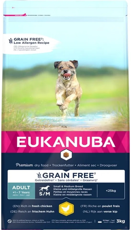 EUKANUBA Adult Grain Free S/M Kleine und mittlere Rassen 3 kg