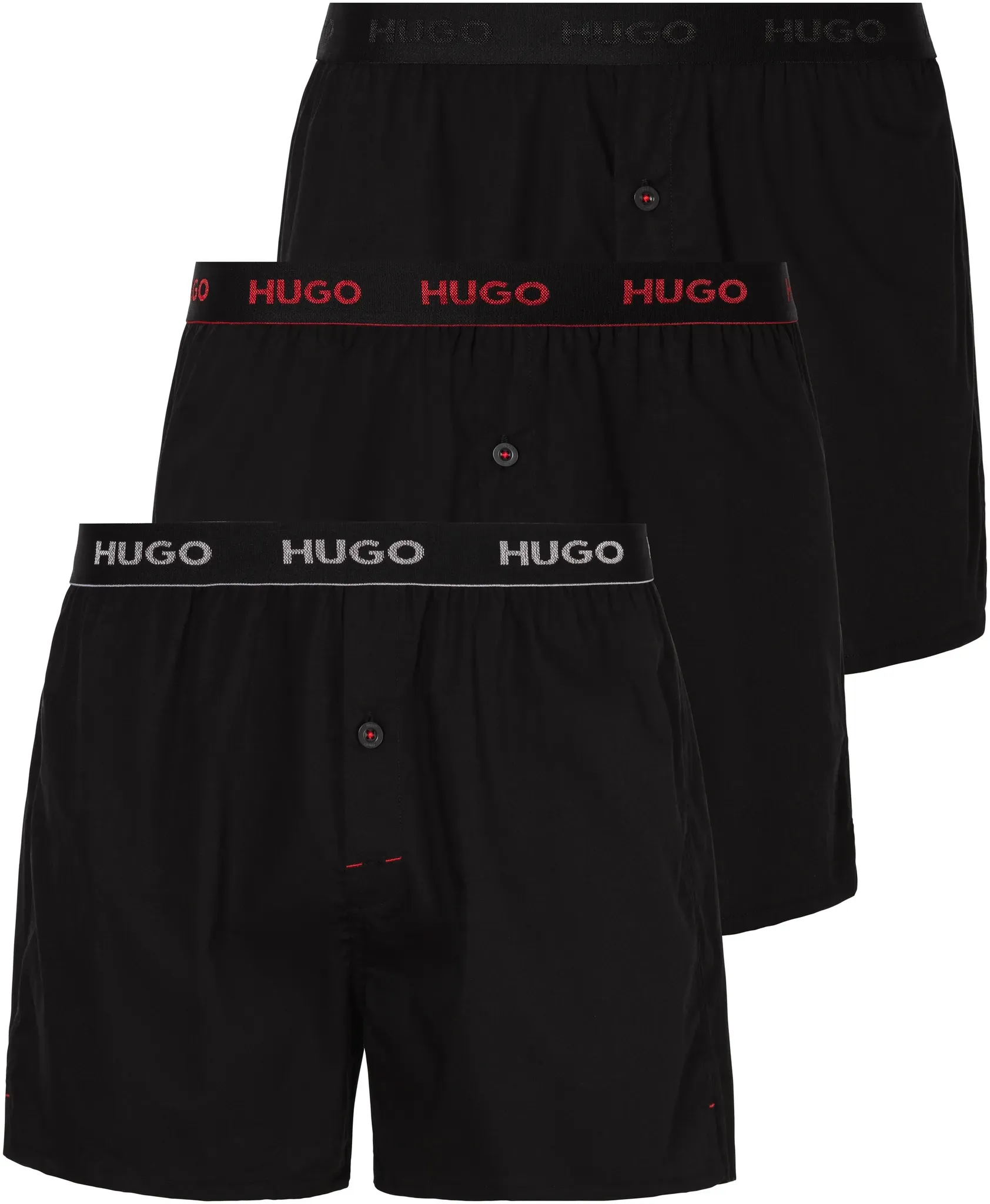 Boxer HUGO UNDERWEAR "WOVEN BOXER TRIPLET", Herren, Gr. XXL, bunt (open miscellaneous 991), Jersey, Obermaterial: 100% Baumwolle, unifarben mit Farbeinsatz, normal, Unterhosen, mit elastischem Bund