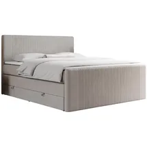 MKS Meble Boxspringbett, Beige, Textil, 2-Sitzer, H3, Rechteckig, 140x200 cm, Schlafzimmer, Betten, Boxspringbetten