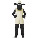Smiffys 20607M Kinder Unisex Shaun das Schaf Kostüm, Jumpsuit und Kopfteil, Größe: M, 20607, Weiß