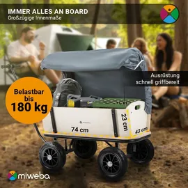 MIWEBA Bollerwagen Canvas mit Dach grau