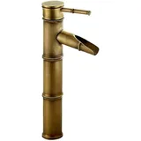 Ccykxa - Hoher Bambus-Wasserhahn, Wasserfall-Waschbecken-Wasserhahn, Einhebel-Waschtisch-Wasserhahn, Einloch-Wasserhahn, heißes und kaltes Wasser