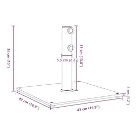 vidaXL Sonnenschirmständer Ø32/38/48 mm Mast 17 kg Quadratisch